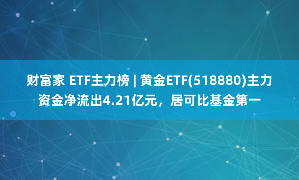 财富家 ETF主力榜 | 黄金ETF(518880)主力资金净流出4.21亿元，居可比基金第一